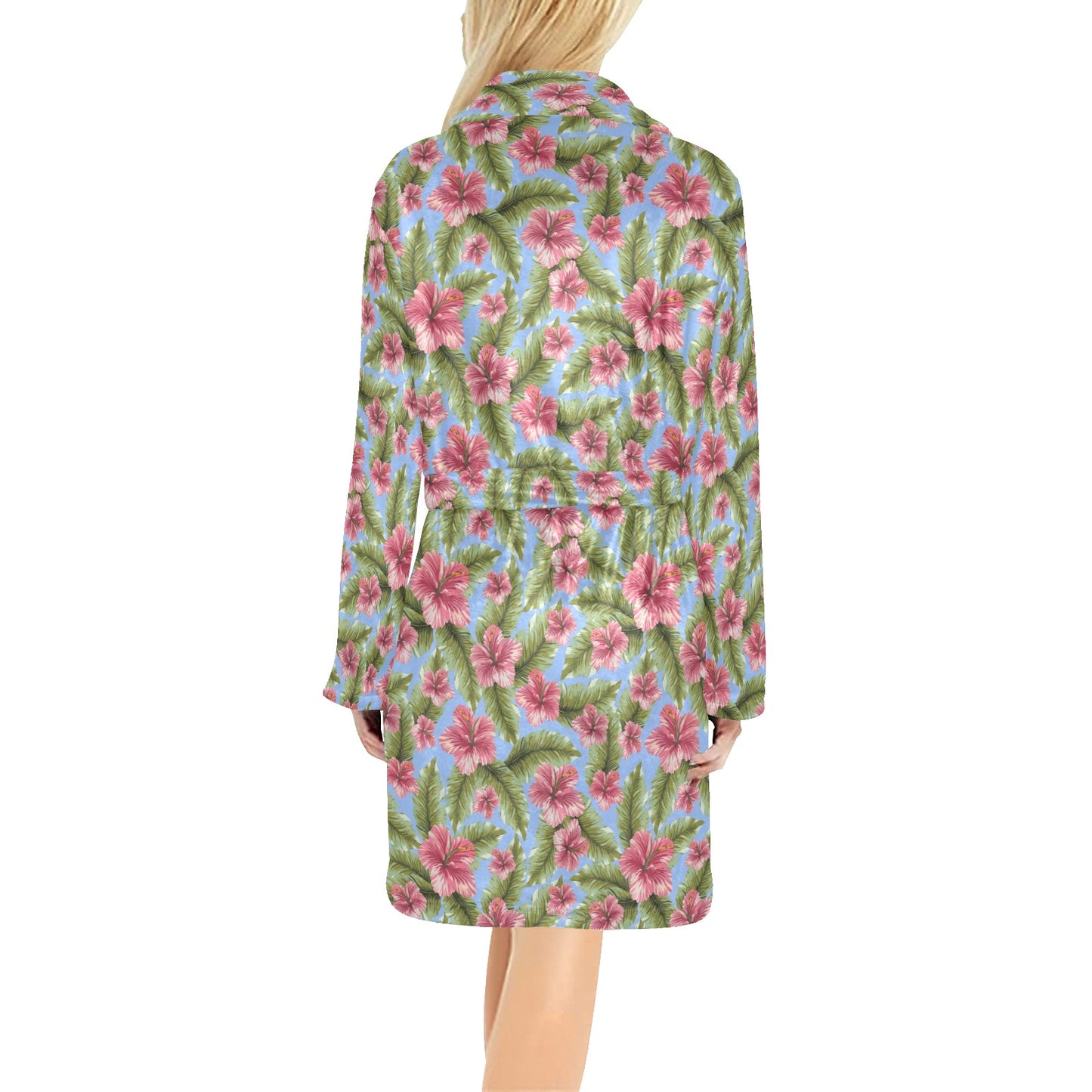 Tropical Flower Print Design LKS301 Women's Fleece Robe