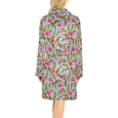 Tropical Flower Print Design LKS301 Women's Fleece Robe