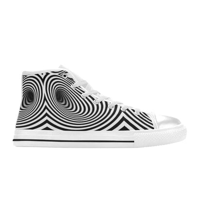 Vortex Print Design LKS303 Men's High Top Canvas Shoes