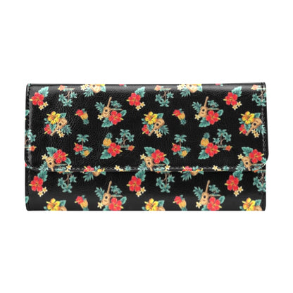 Hawaiian Flower Themed Print Women's Trifold Wallet
