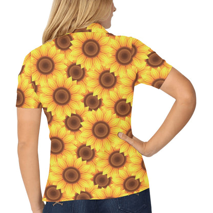 Sunflower Pattern Print Design SF07 Women's Polo Shirt