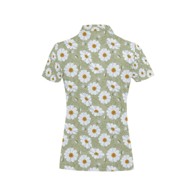Daisy Yellow Print Pattern Women's Polo Shirt