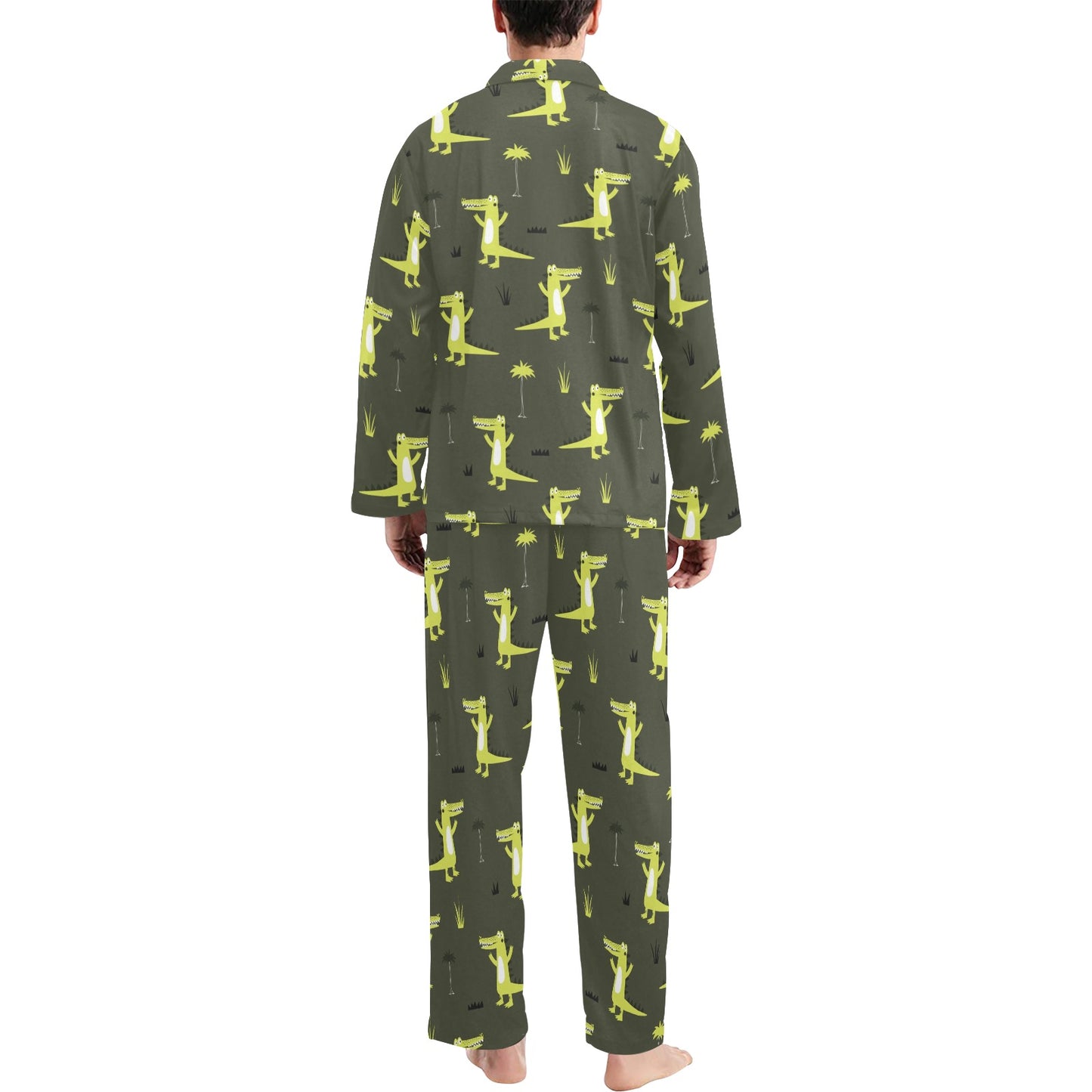 Alligator Pattern Print Design 05 Men's Long Pajama Set