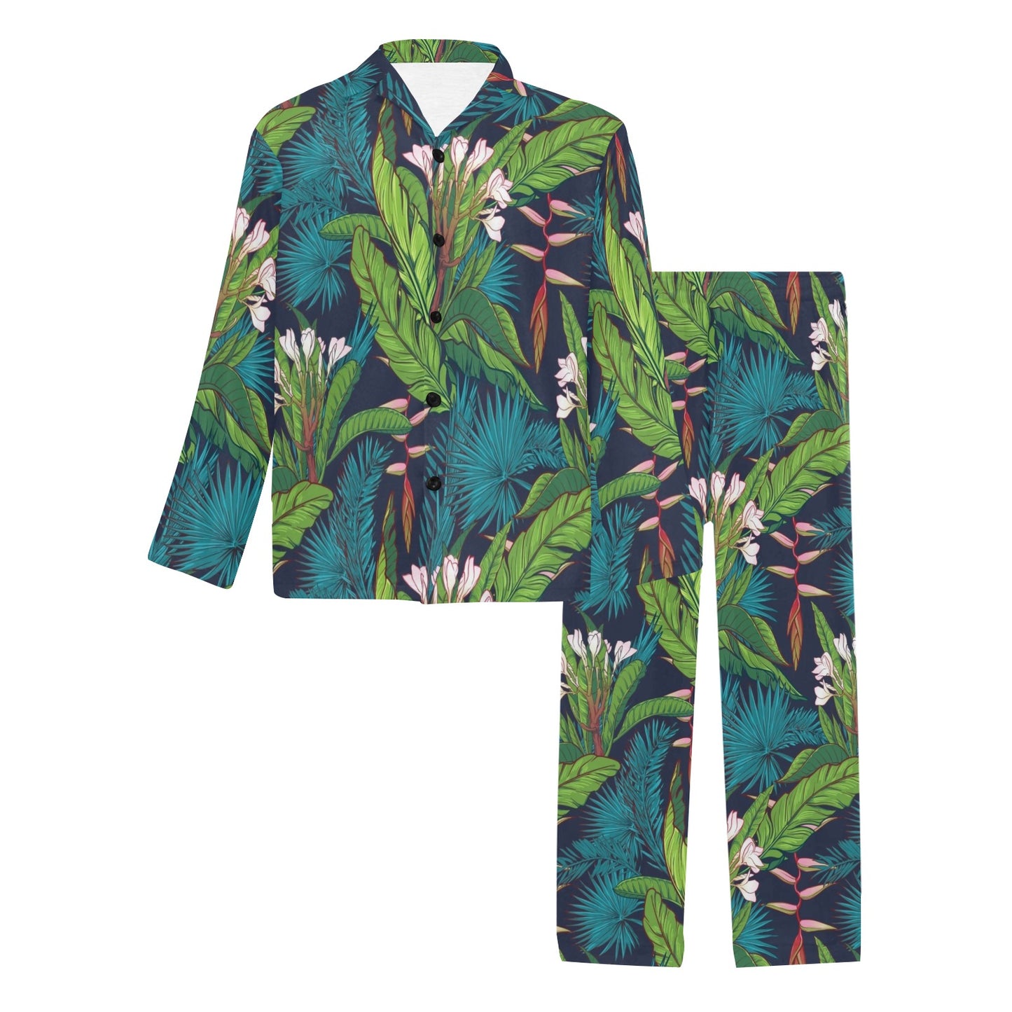 Rainforest Pattern Print Design RF01 Men's Long Pajama Set