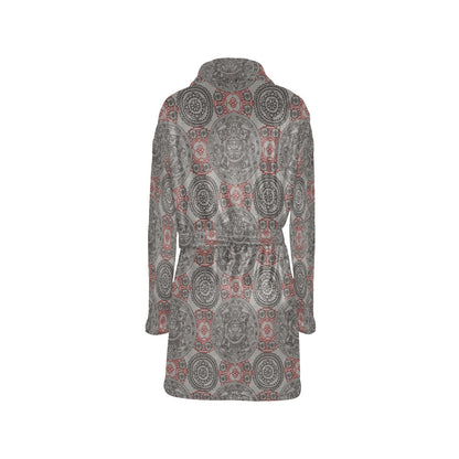 Calendar Aztec Pattern Print Design 04 Women's Fleece Robe