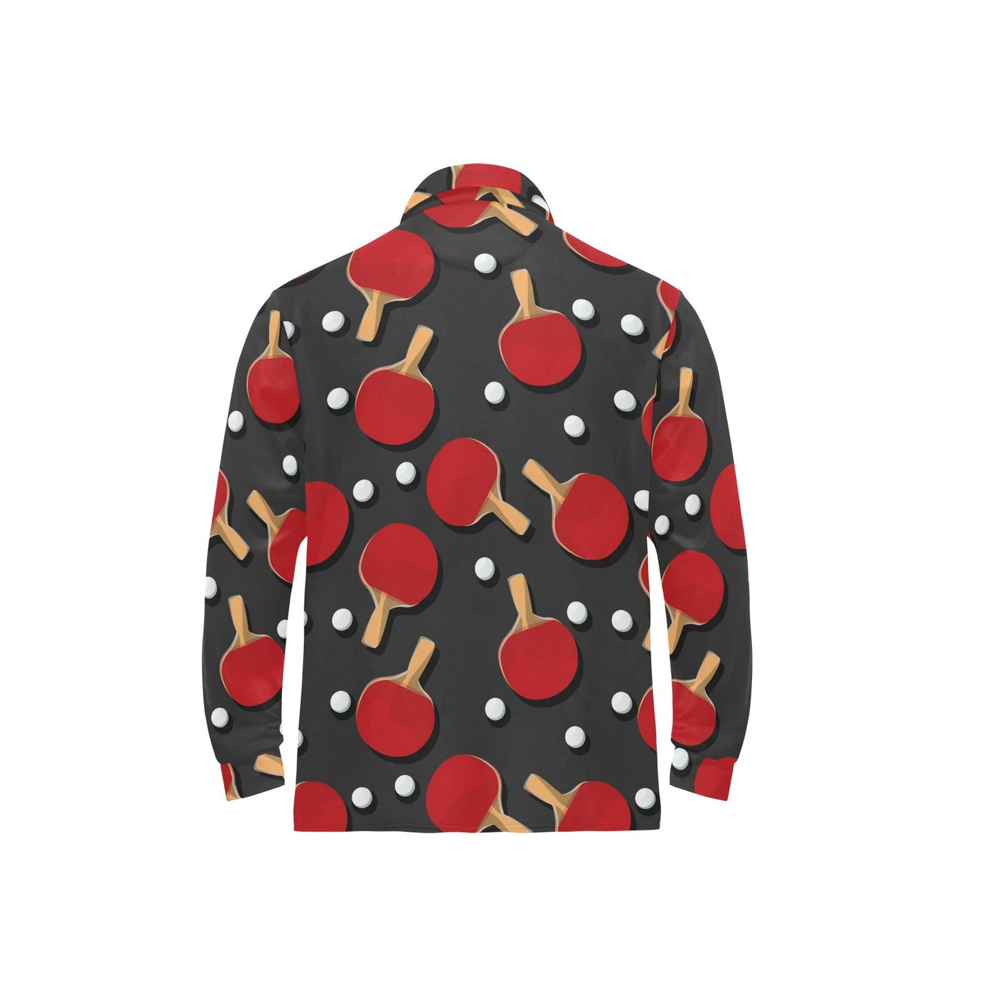 Ping Pong Pattern Print Design A05 Long Sleeve Polo Shirt For Men's