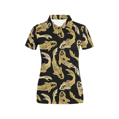 KOI Fish Pattern Print Design 03 Women's Polo Shirt