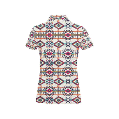 Indian Navajo Art Themed Design Print Women's Polo Shirt