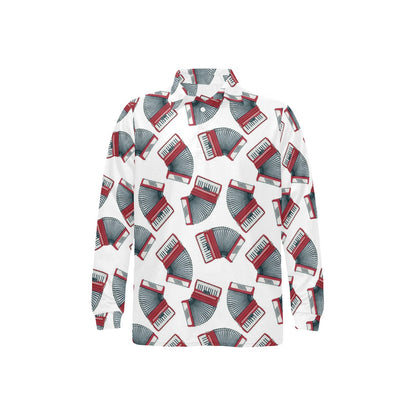 Accordion Pattern Print Design 03 Long Sleeve Polo Shirt For Men's