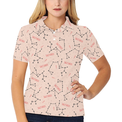 Sagittarius Star Print Design LKS302 Women's Polo Shirt