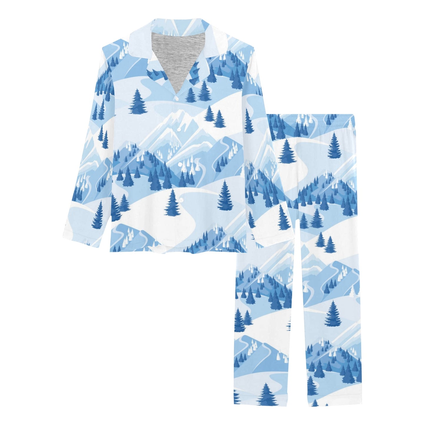 Mountain Pattern Print Design 03 Women's Long Pajama Set