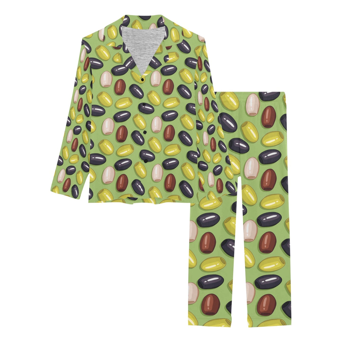 Olive Print Design LKS301 Women's Long Pajama Set