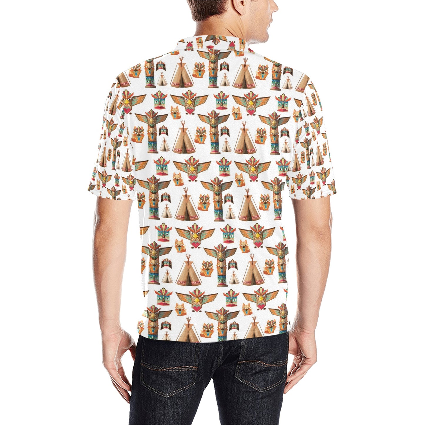 Totem Native Print Design LKS303 Men Polo Shirt