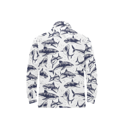 Great White Shark Pattern Print Design 02 Long Sleeve Polo Shirt For Men's