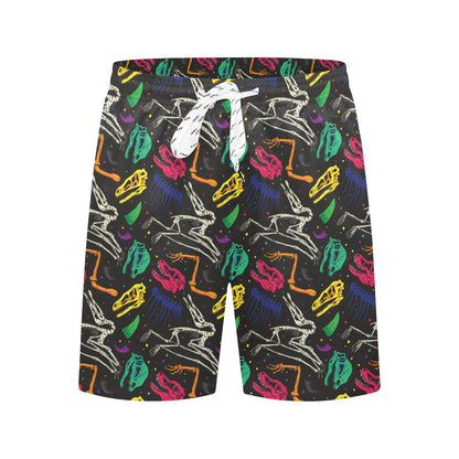 Dinosaur Skull Color Print Pattern Men's Swim Trunks Beach Shorts