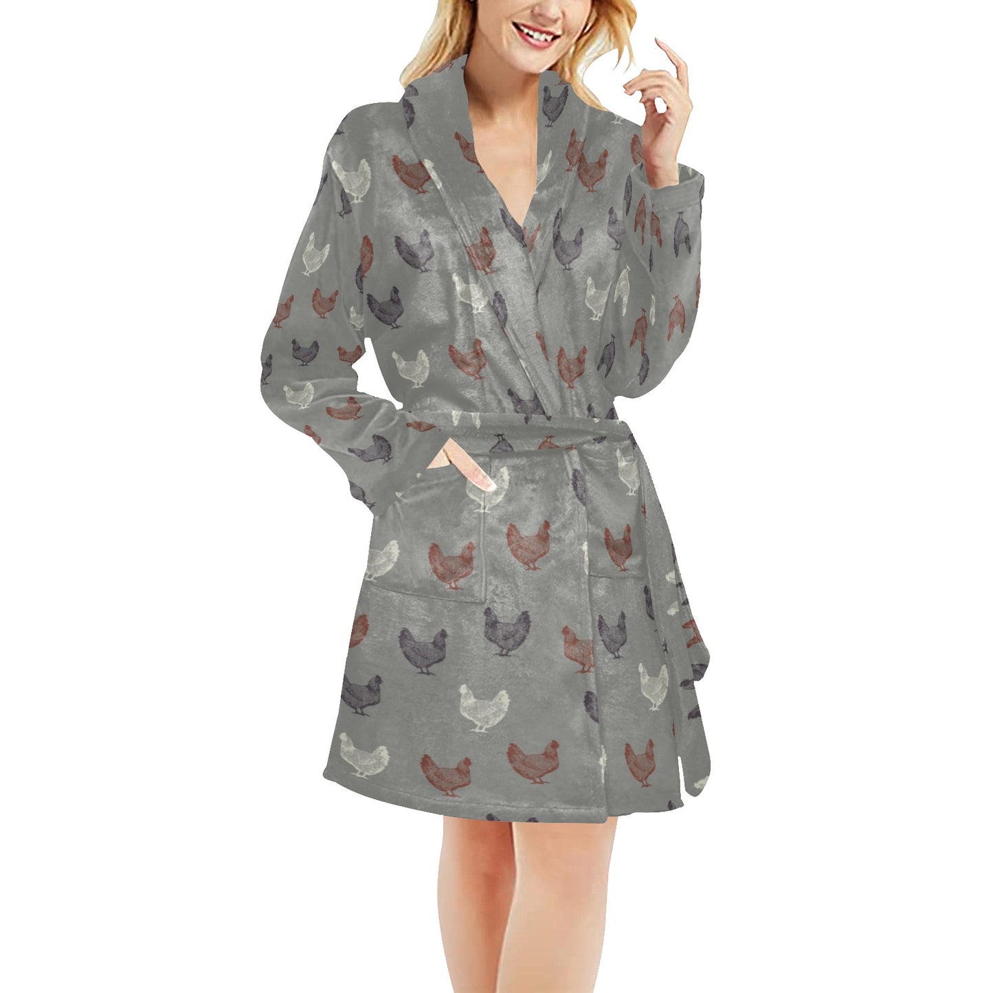Chicken Pattern Print Design 01 Women's Fleece Robe