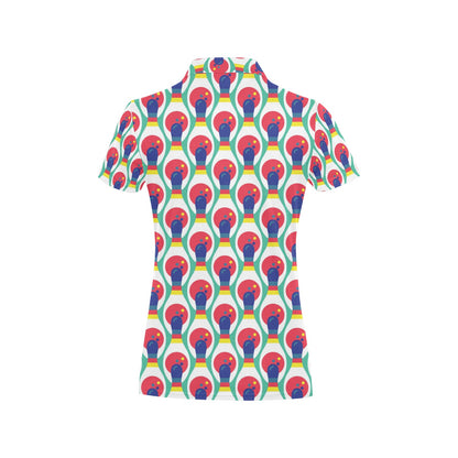 Bowling Pattern Print Design 05 Women's Polo Shirt