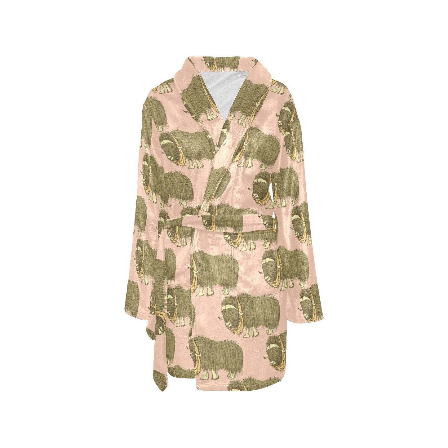 Yak Pattern Print Design 01 Women's Fleece Robe