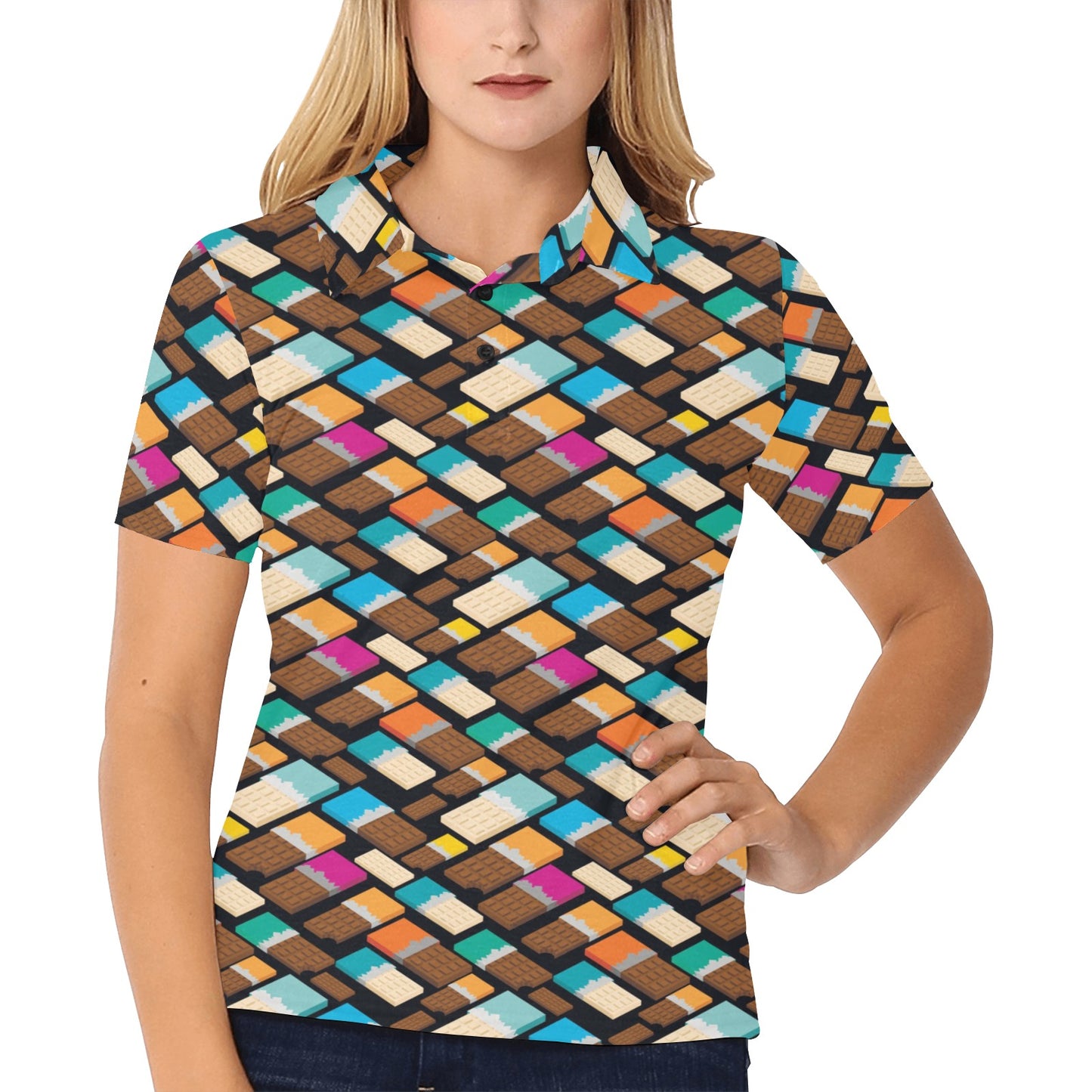 Chocolate Pattern Print Design 02 Women's Polo Shirt