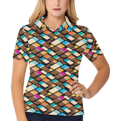 Chocolate Pattern Print Design 02 Women's Polo Shirt