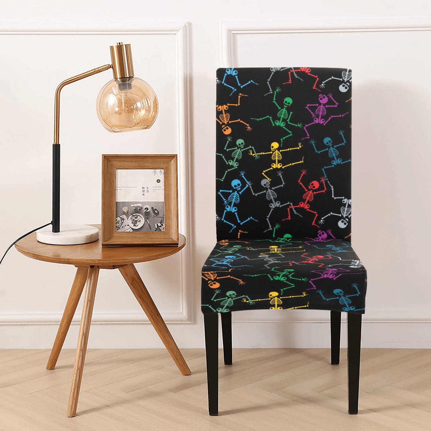 Skeleton Colorful Print Design LKS302 Dining Chair Slipcover