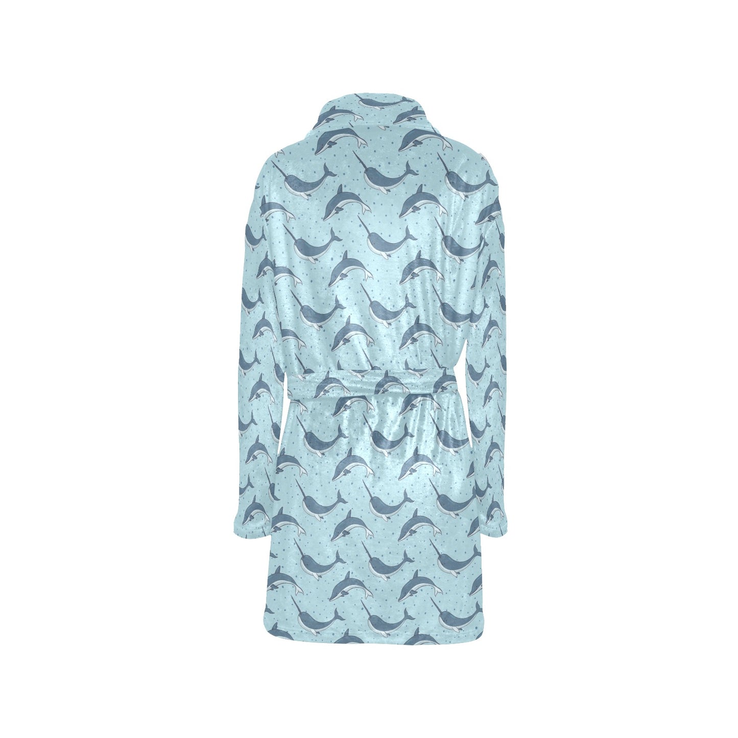 Narwhal Dolphin Print Women's Fleece Robe