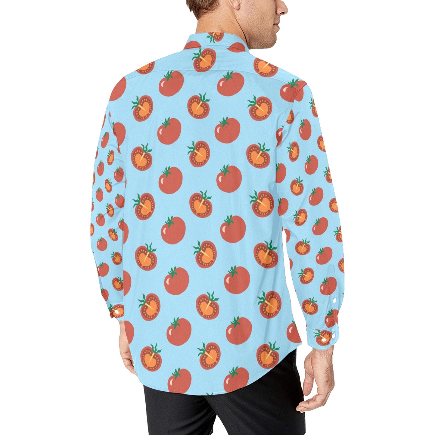 Tomato Print Design LKS304 Men's Long Sleeve Dress Shirt