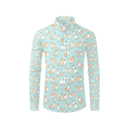 Shiba Inu Print Design LKS304 Men's Long Sleeve Dress Shirt