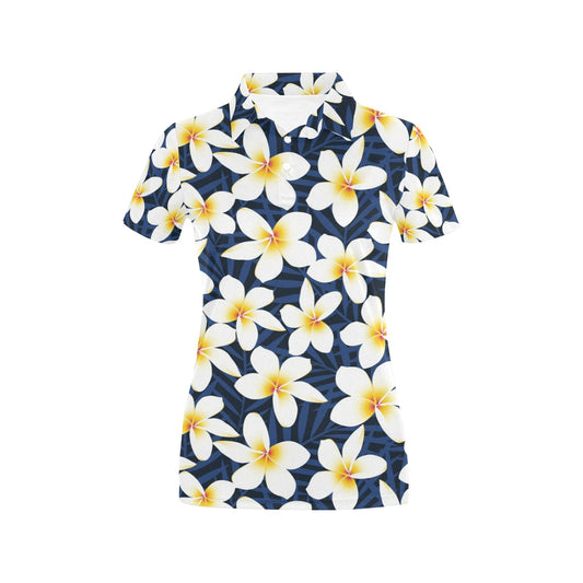 Plumeria Pattern Print Design PM026 Women's Polo Shirt