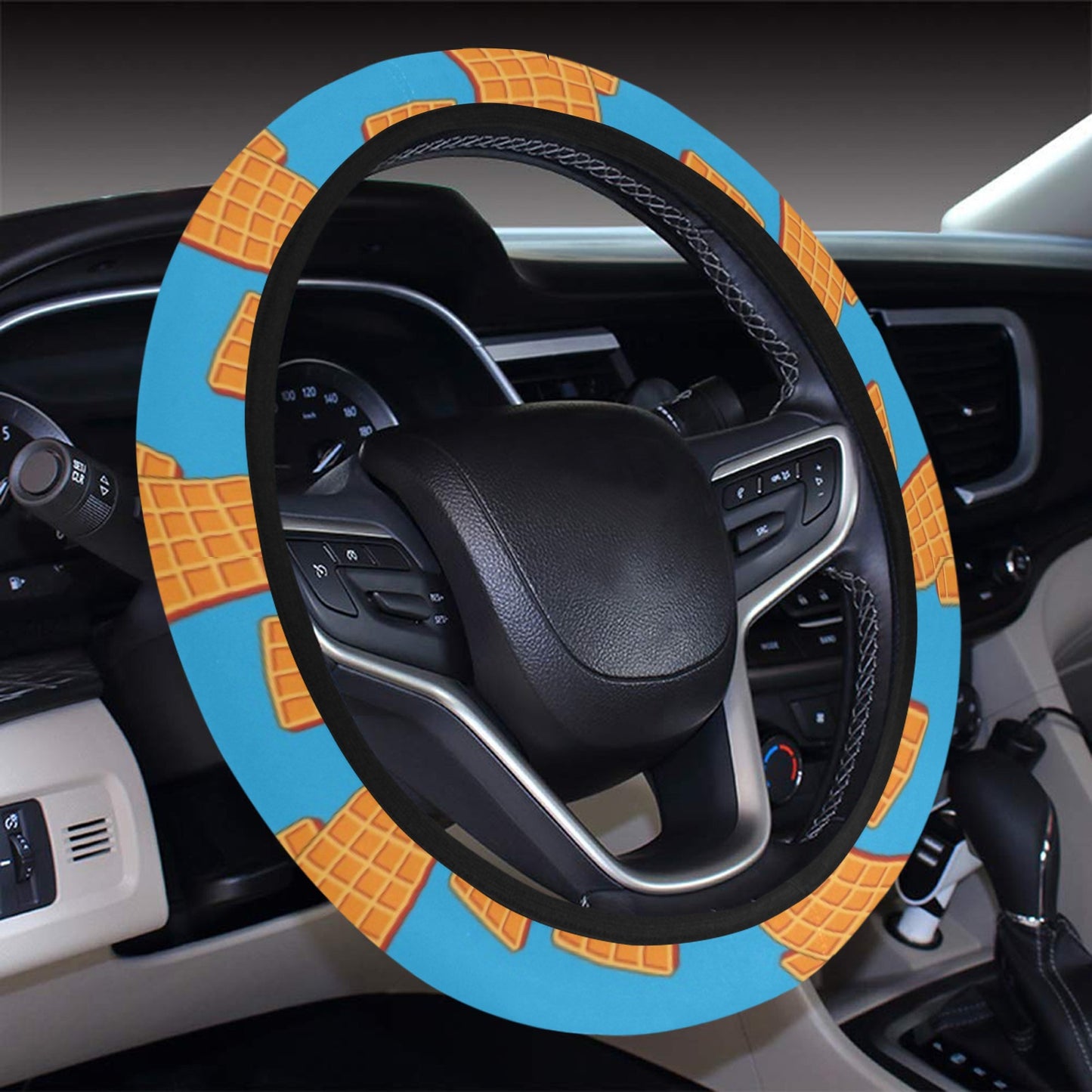 Waffle Print Design LKS304 Steering Wheel Cover with Elastic Edge