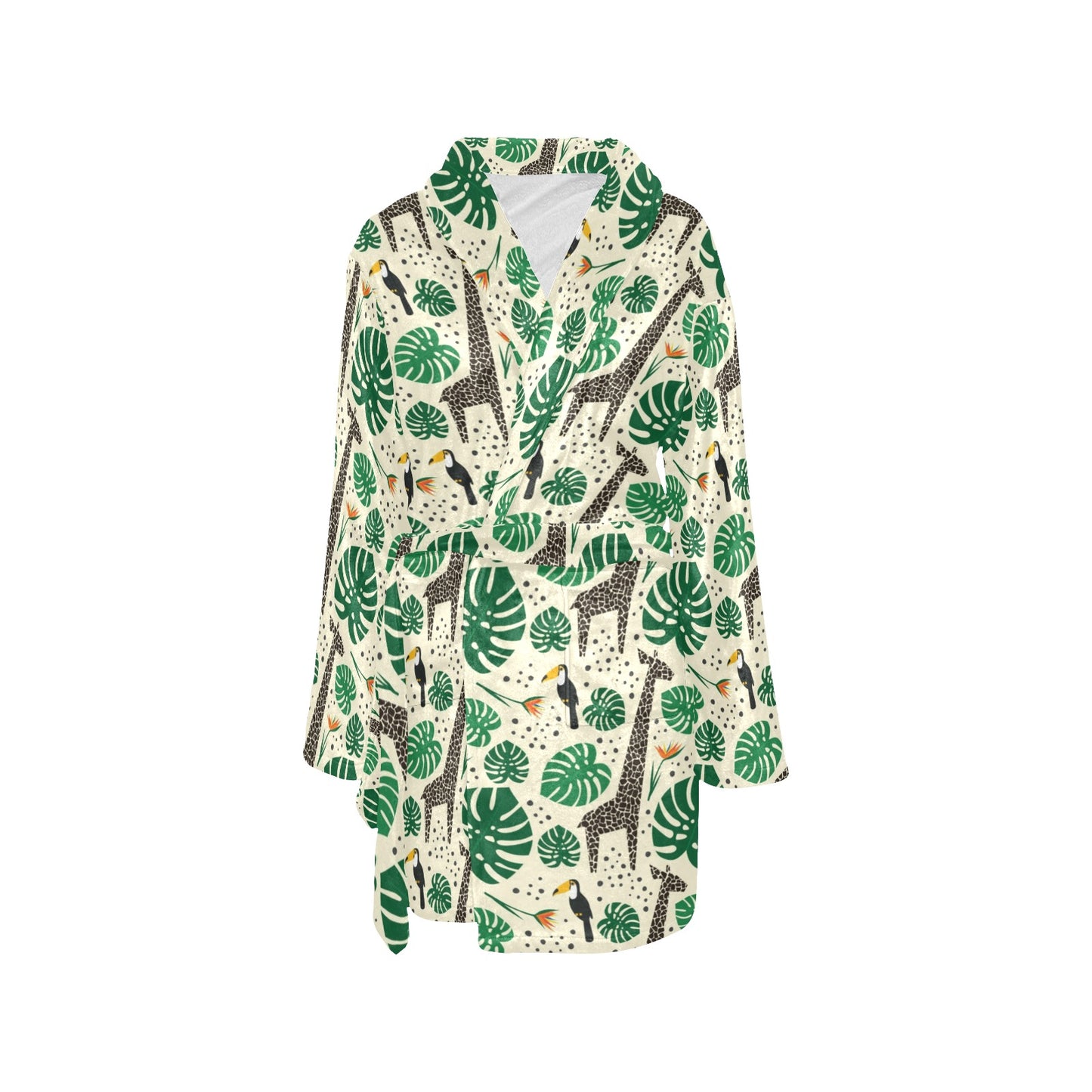 Rainforest Giraffe Pattern Print Design A02 Women's Fleece Robe