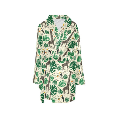 Rainforest Giraffe Pattern Print Design A02 Women's Fleece Robe