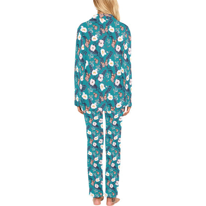 Butterfly Pattern Print Design 012 Women's Long Pajama Set
