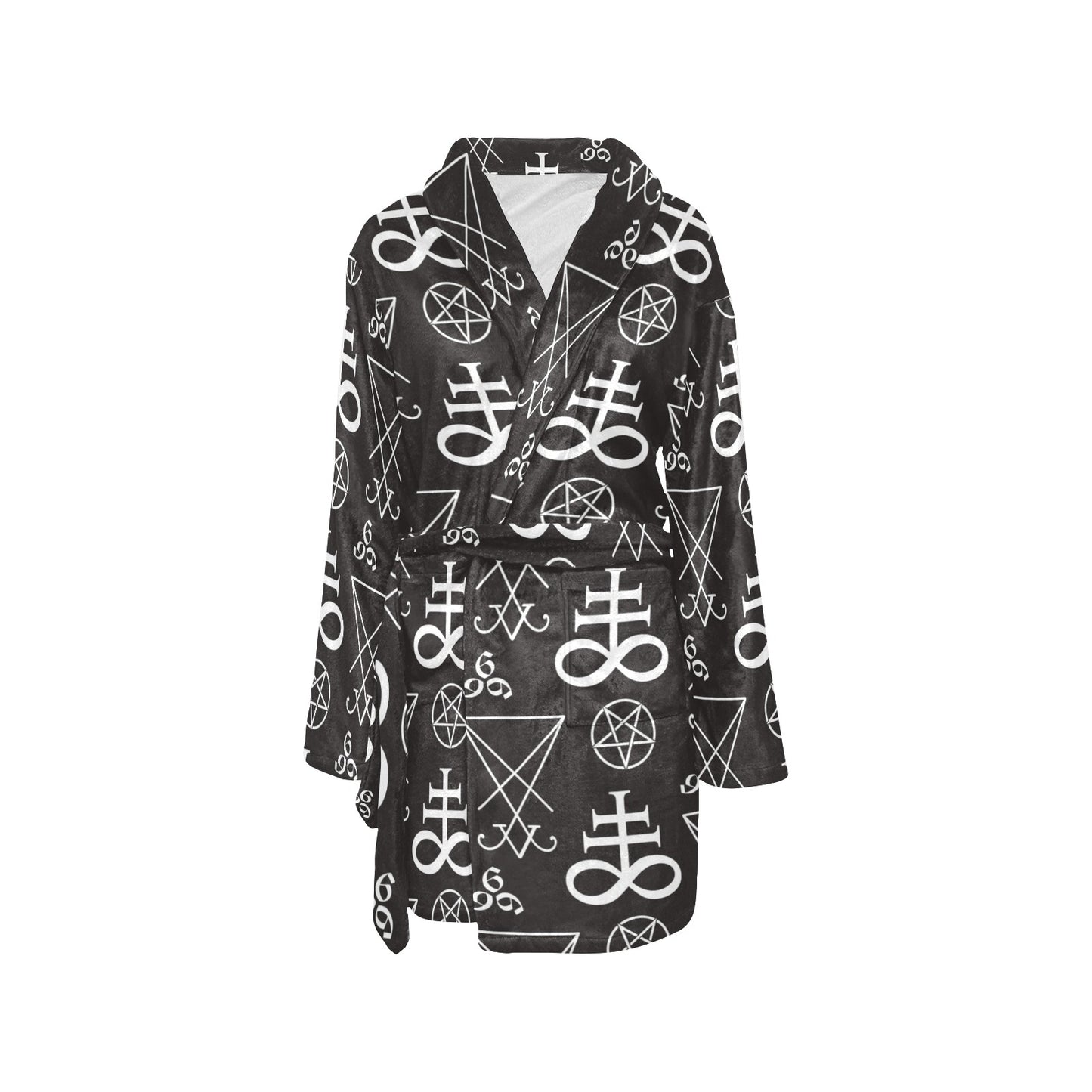 Pentagram Pattern Print Design A04 Women's Fleece Robe