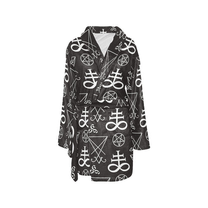 Pentagram Pattern Print Design A04 Women's Fleece Robe