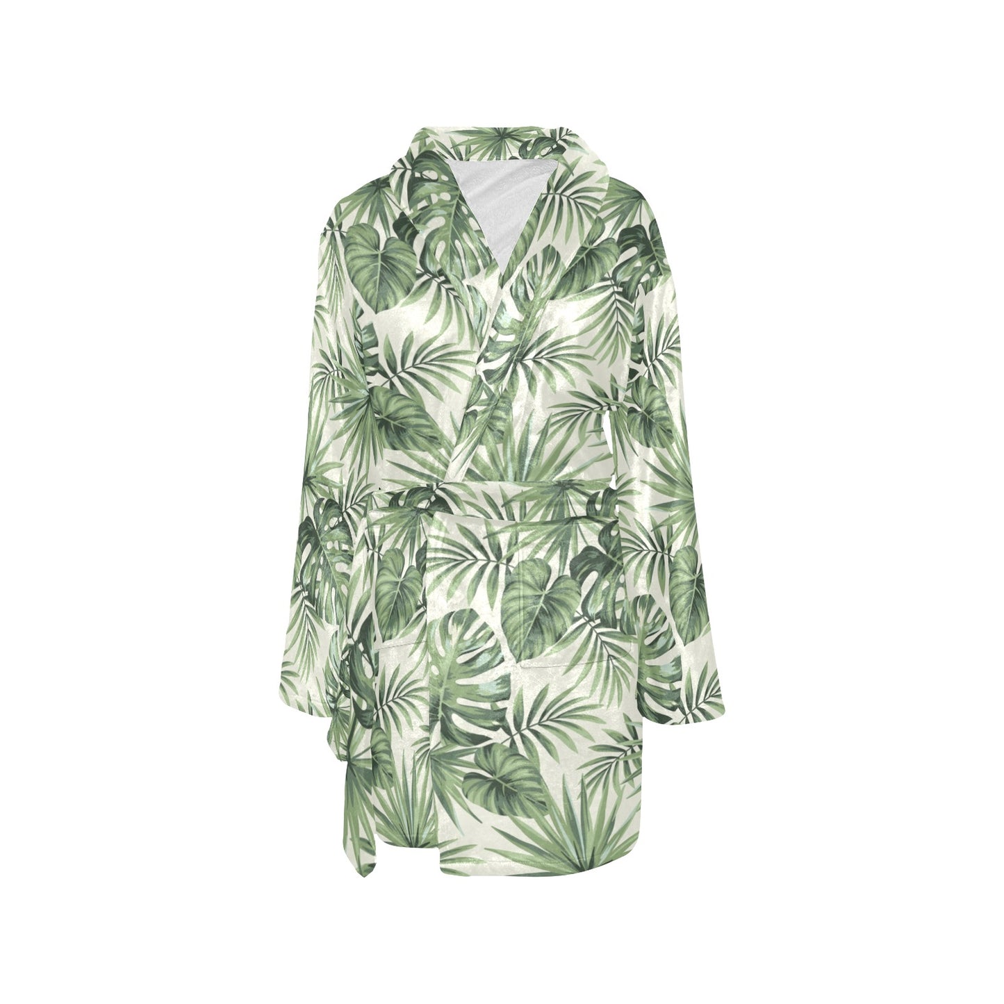 Palm Leaf Pattern Print Design A02 Women's Fleece Robe