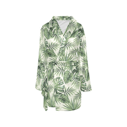 Palm Leaf Pattern Print Design A02 Women's Fleece Robe