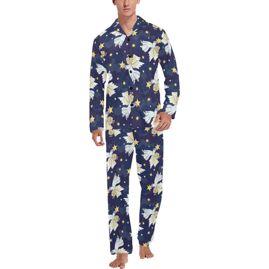 Angel Pattern Print Design 06 Men's Long Pajama Set