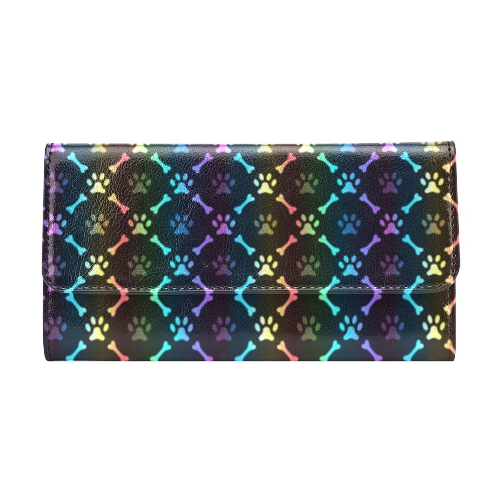 Paw Rainbow Print Women's Trifold Wallet