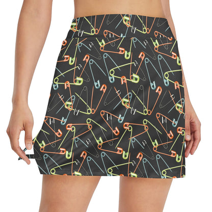 Safety Pin Print Design LKS301 17" Golf & Pickleball Skort with Pockets