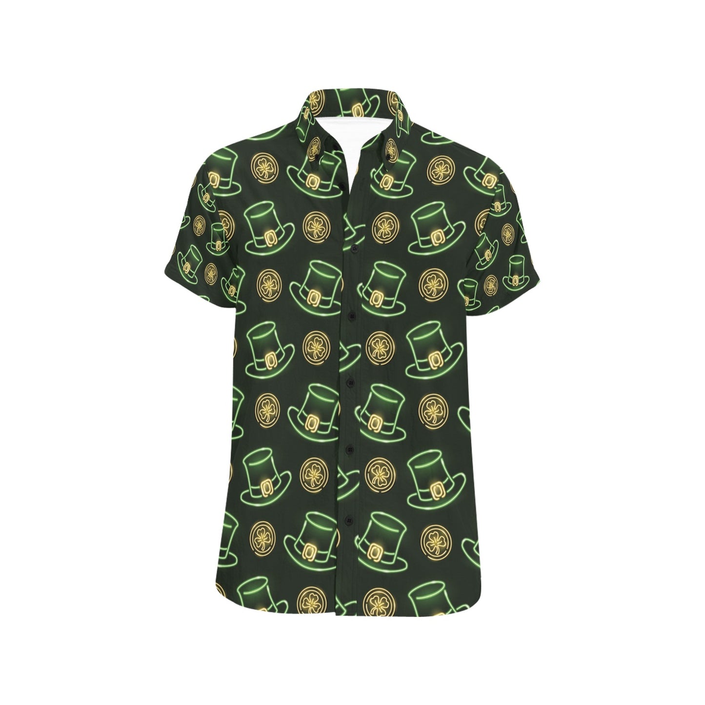 St Patricks Day Print Design LKS308 Men Short Sleeve Button Up Shirt