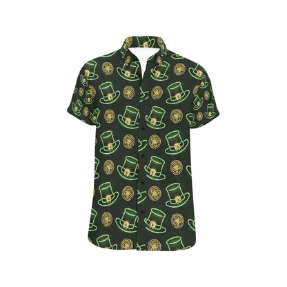 St Patricks Day Print Design LKS308 Men Short Sleeve Button Up Shirt