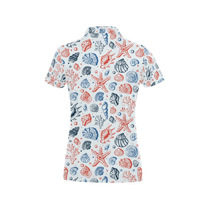 Seashell Print Design LKS307 Women's Polo Shirt