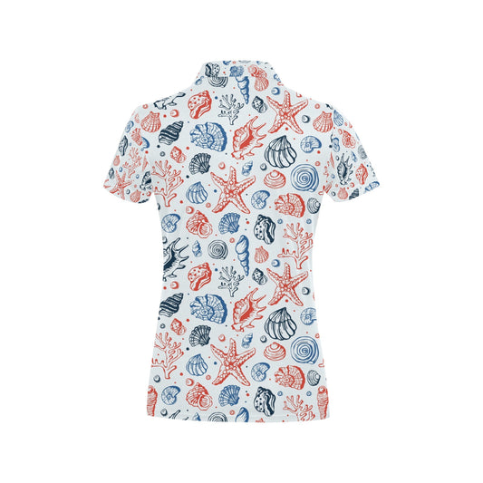 Seashell Print Design LKS307 Women's Polo Shirt