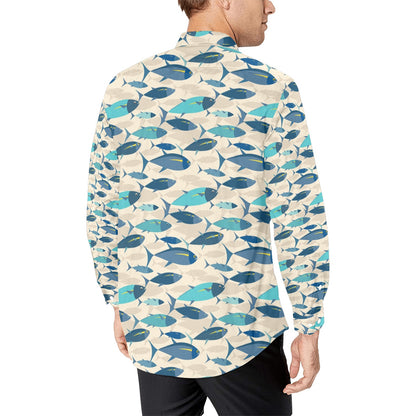 Tuna Fish Print Design LKS302 Men's Long Sleeve Dress Shirt