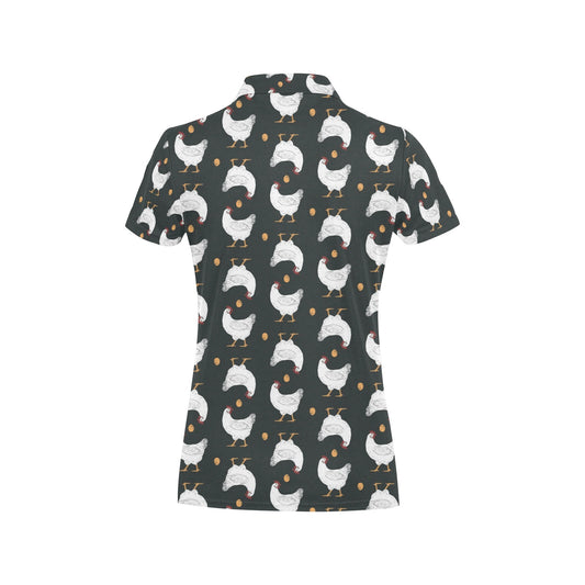 Chicken Pattern Print Design 06 Women's Polo Shirt
