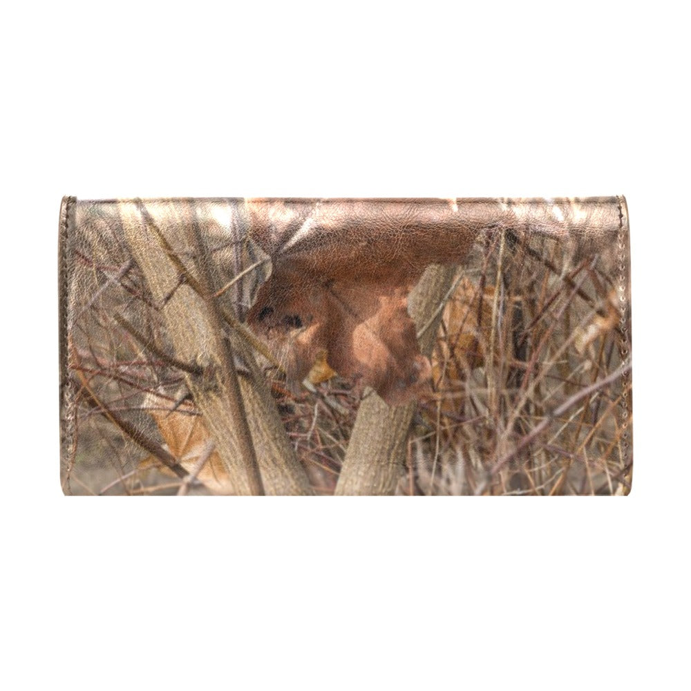 Camo Realistic Tree Forest Autumn Print Women's Trifold Wallet