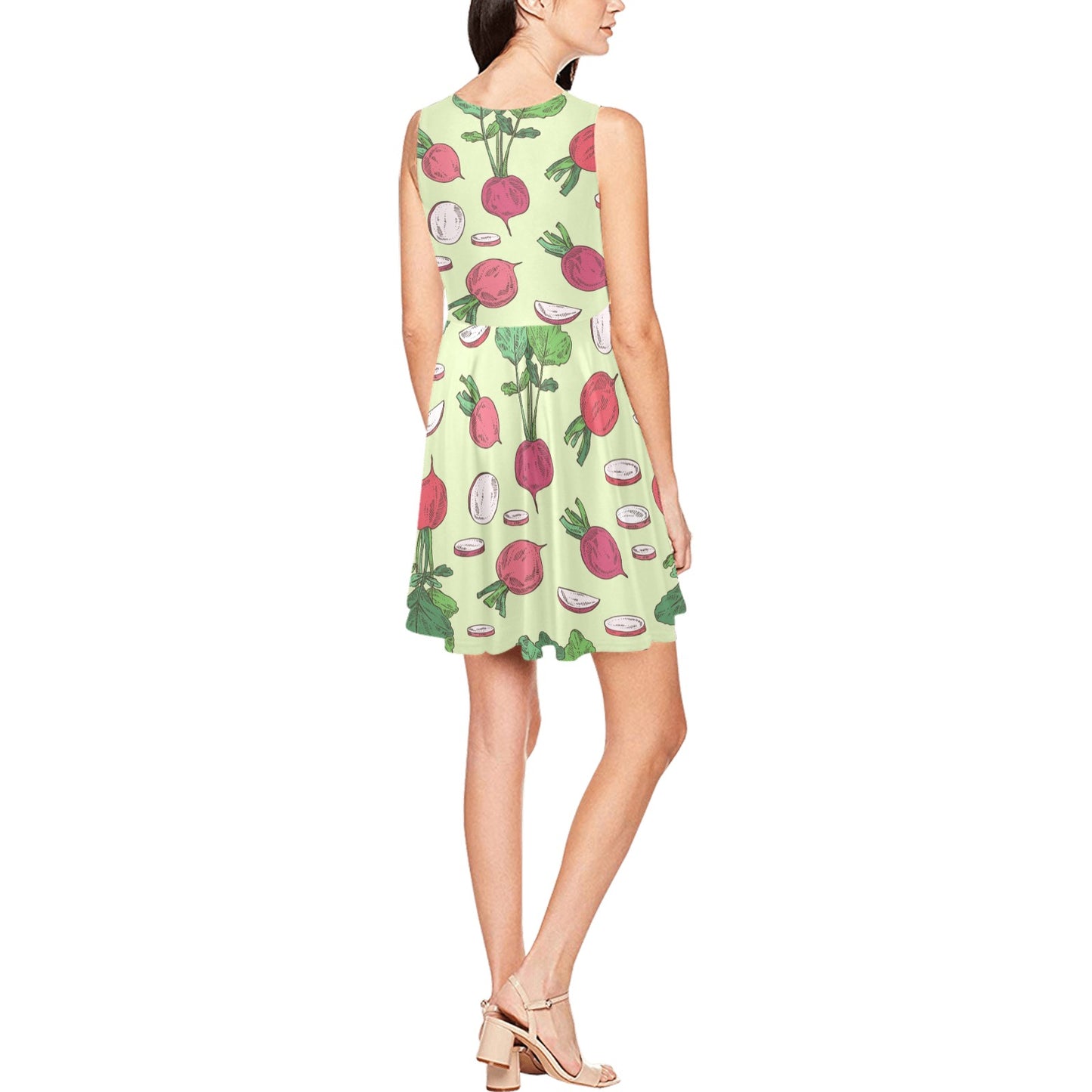Radish Pattern Print Design A04 Sleeveless Dress