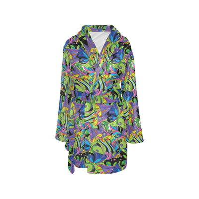 Psychedelic Trippy Mushroom Themed Women's Fleece Robe