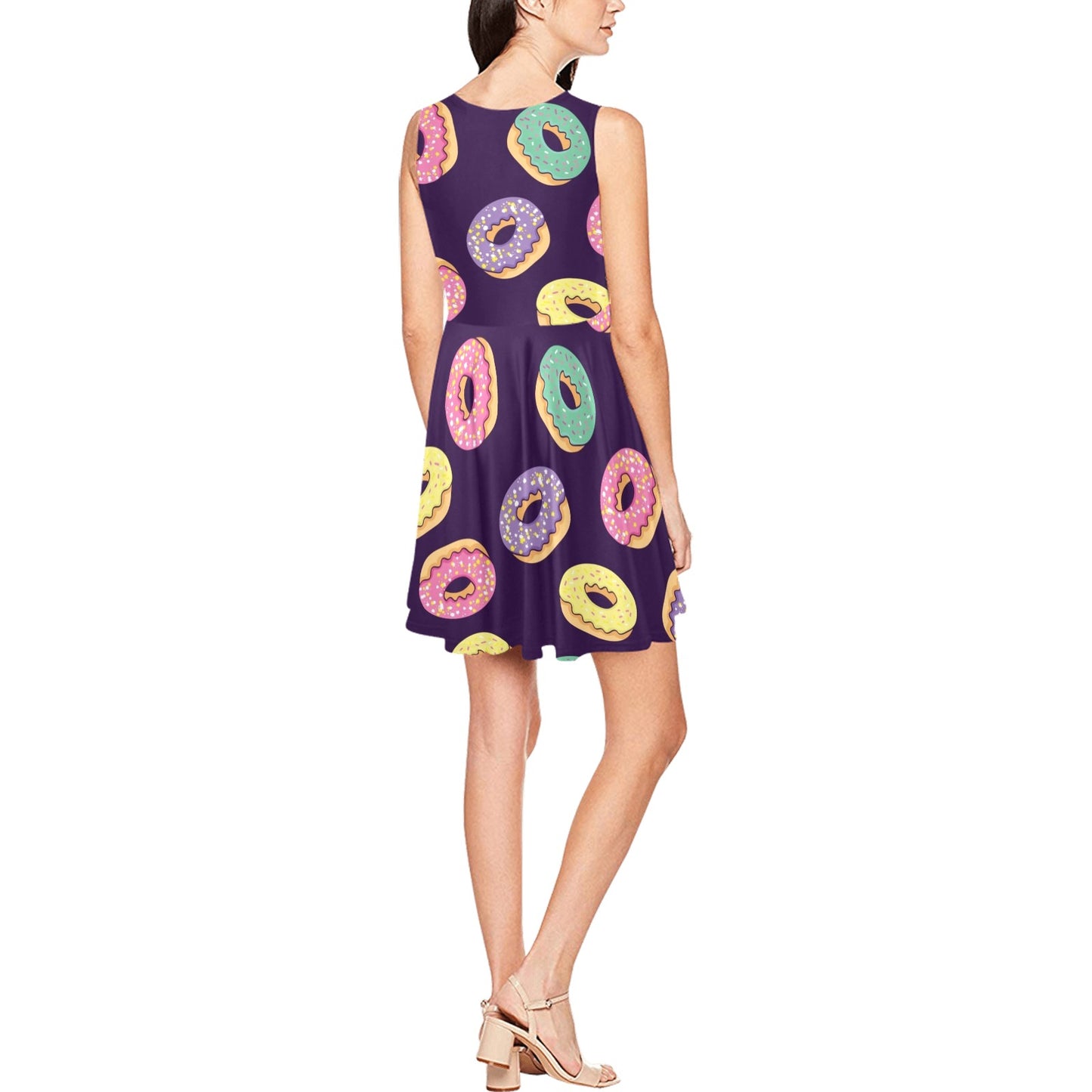 Donut Pattern Print Design DN08 Sleeveless Dress